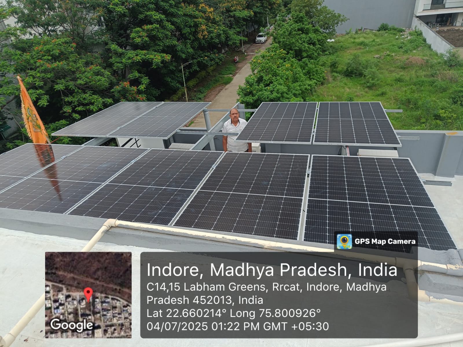 Rooftop solar panel system installation at Labham Greens in Indore Madhya Pradesh