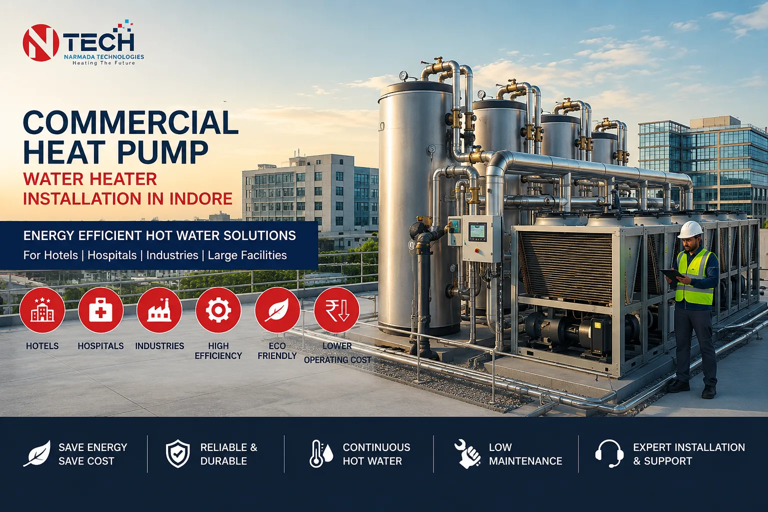 Commercial Heat Pump Water Heater Installation in Indore