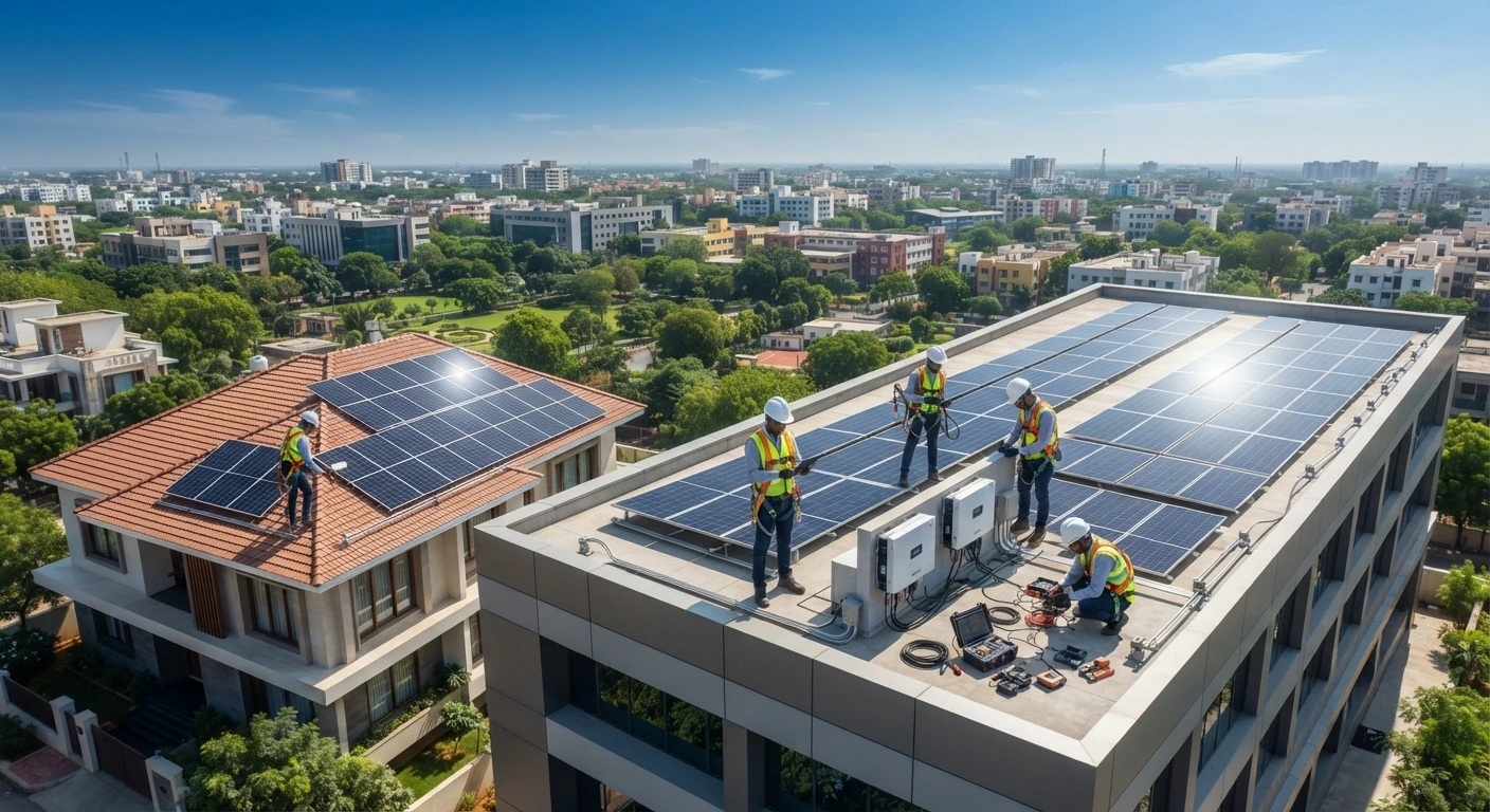 Commercial and residential solar rooftop installation project in Indore