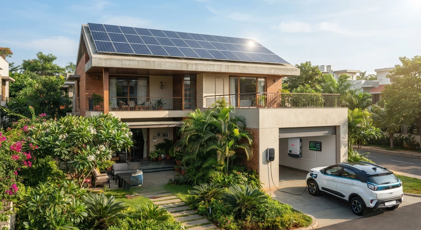 Residential solar rooftop system installed on a modern home in Indore